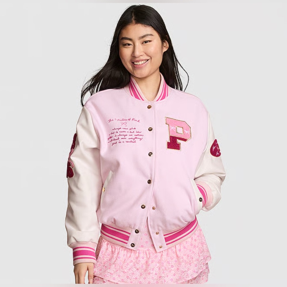 Women's Pink x LoveShackFancy Varsity Jacket